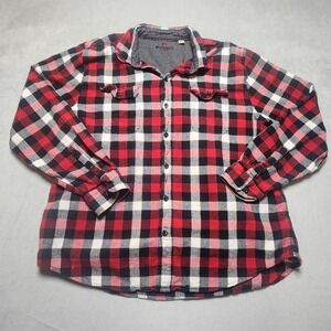 WOOLRICH Mens Red Black White‎ Plaid Flannel Long Sleeve Button Up Shirt XXL